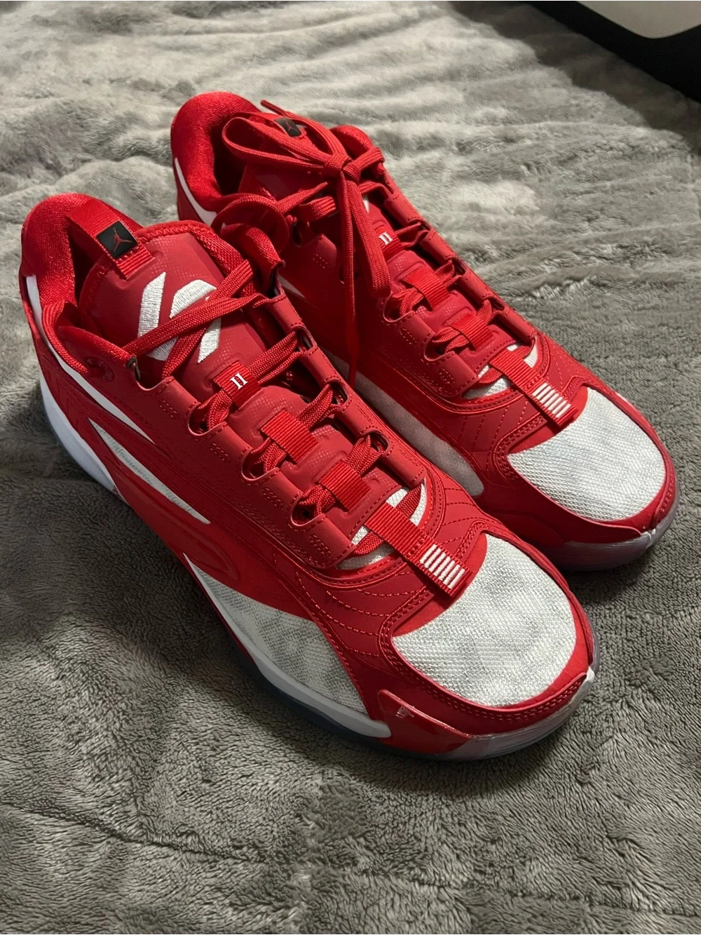 Jordan Red and White Low-Top Basketball Sneakers